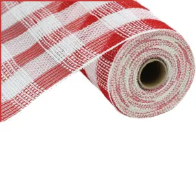 10.5" Red White Faux Jute Cotton Check Mesh RY830749