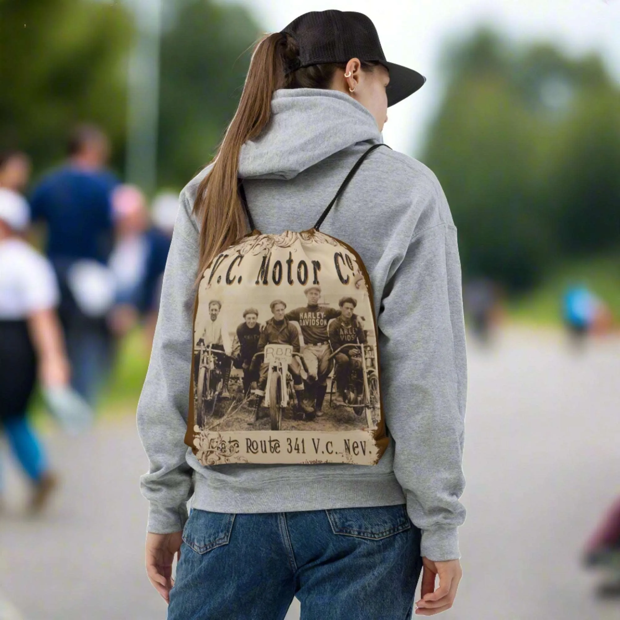 1920' Motorcycle Club Drawstring Take-Everywhere Bag