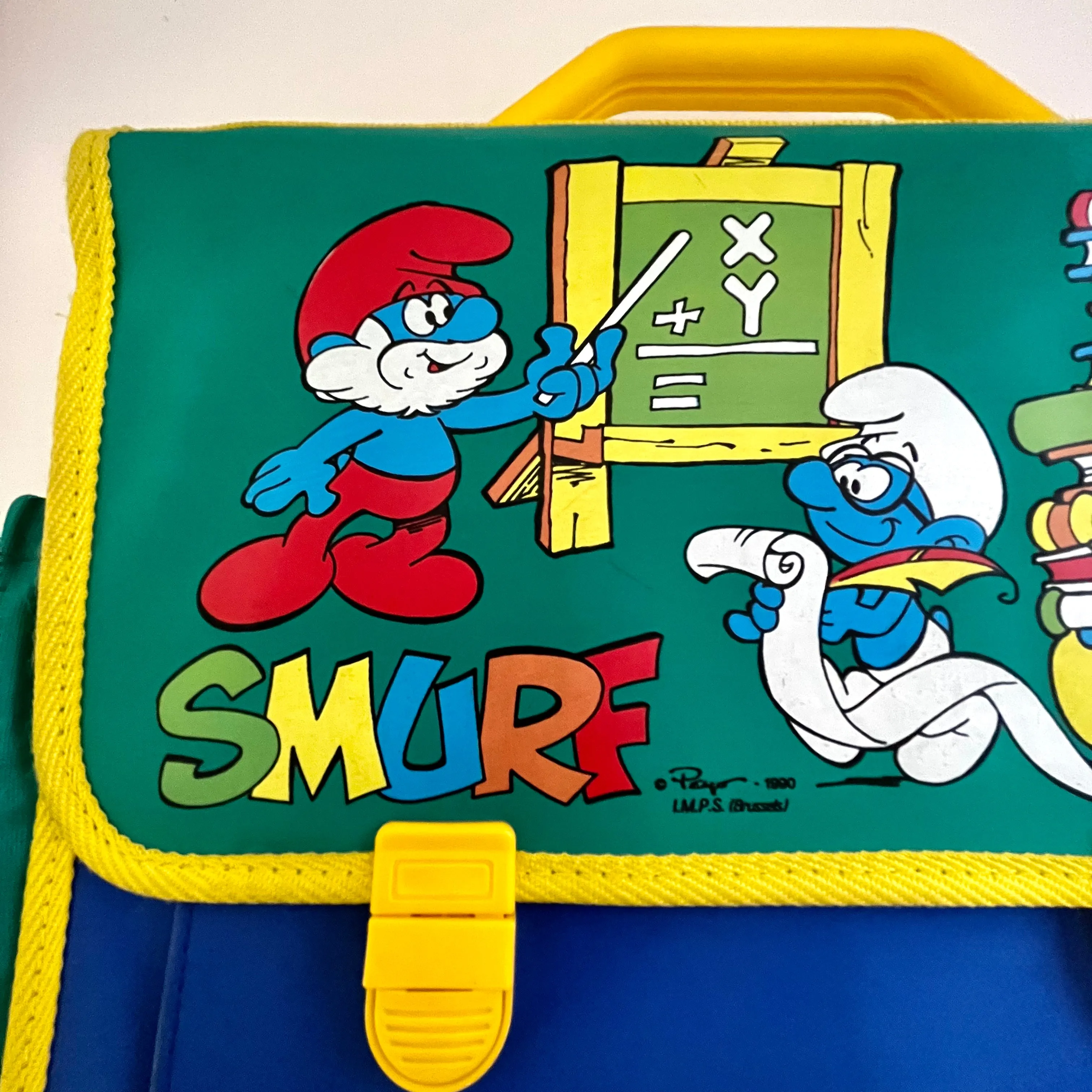 1990 Vintage Smurf Backpack/ Briefcase (Marked Peyo I.M.P.S Brussels)