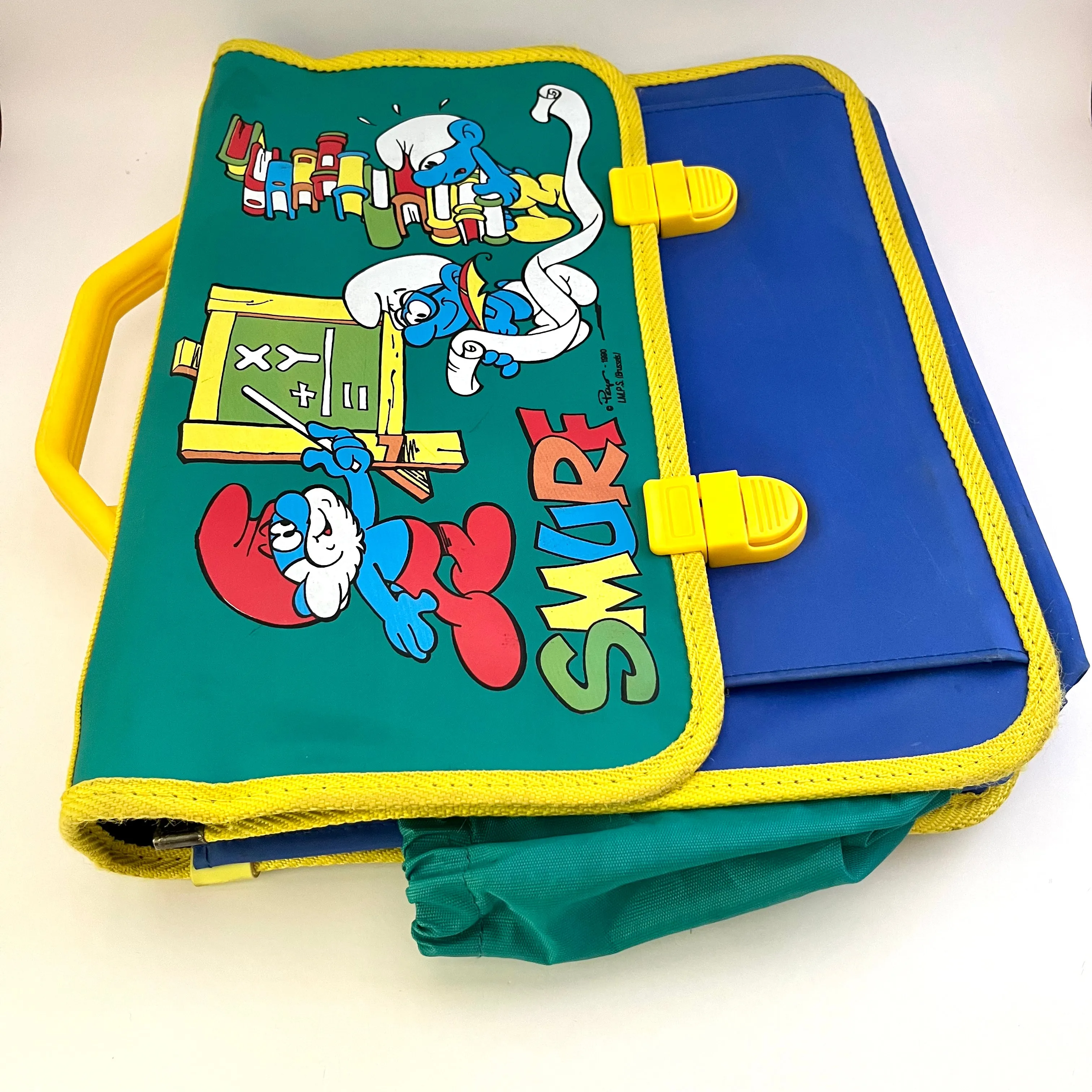 1990 Vintage Smurf Backpack/ Briefcase (Marked Peyo I.M.P.S Brussels)