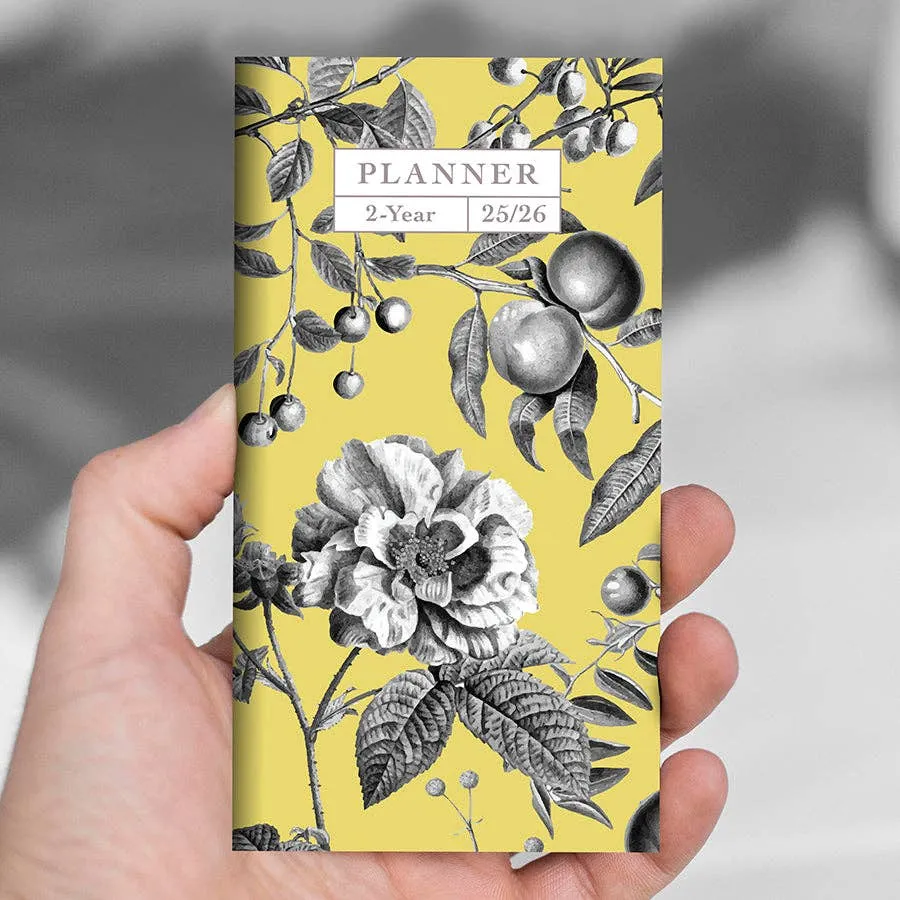 2025-2026 Yellow Botanical Small Monthly Pocket Planner