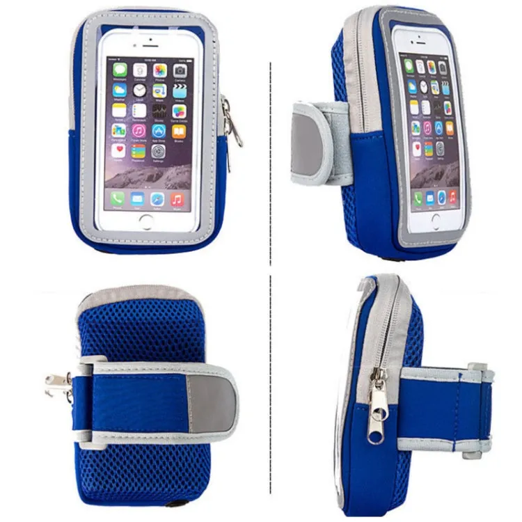 3 PCS Comfortable And Breathable Sports Arm Bag Mobile Phone Wrist Bag For 5.5 Inch Mobile Phone(Blue)