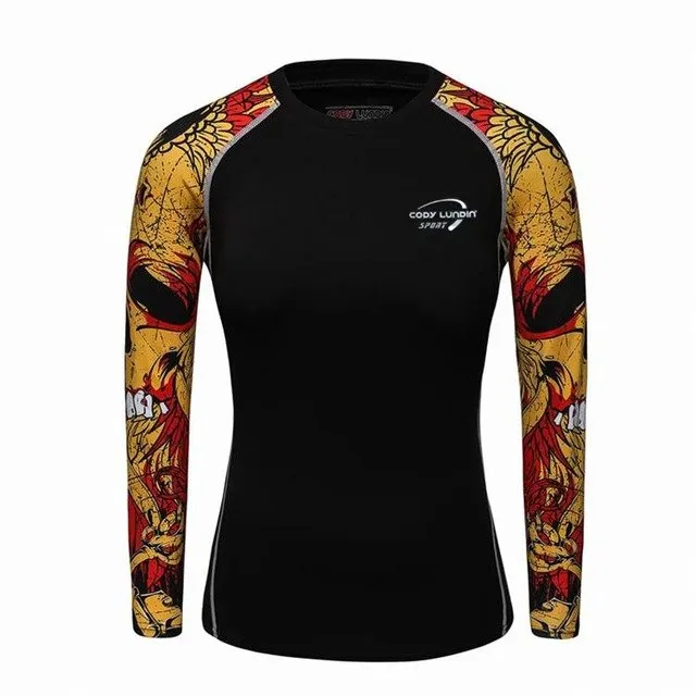 3D Print Muscle Compression Tight Long Sleeve Shirt