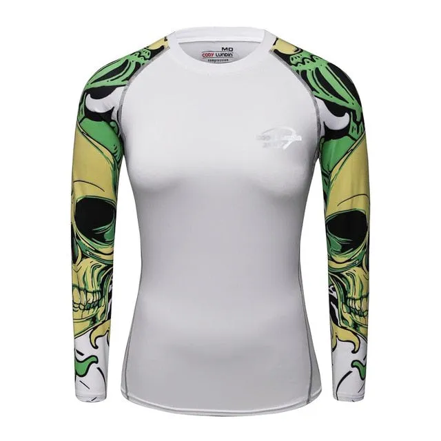 3D Print Muscle Compression Tight Long Sleeve Shirt