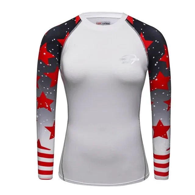 3D Print Muscle Compression Tight Long Sleeve Shirt