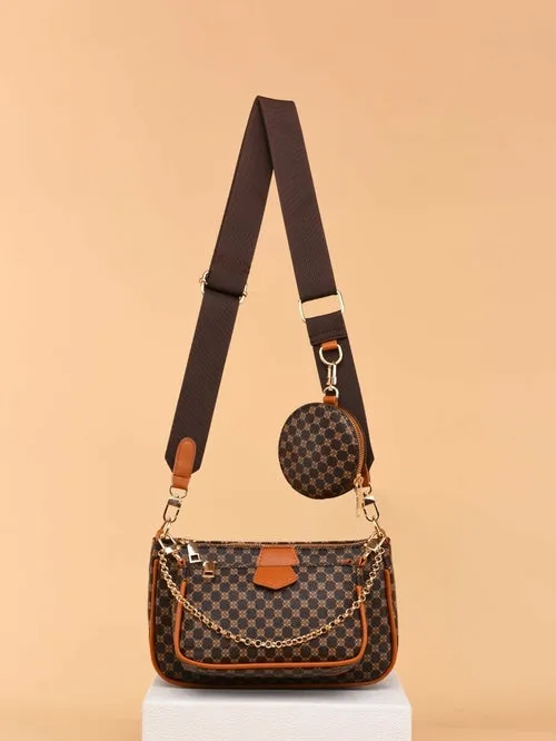 3pcs Geometric Print Shoulder Bag Set