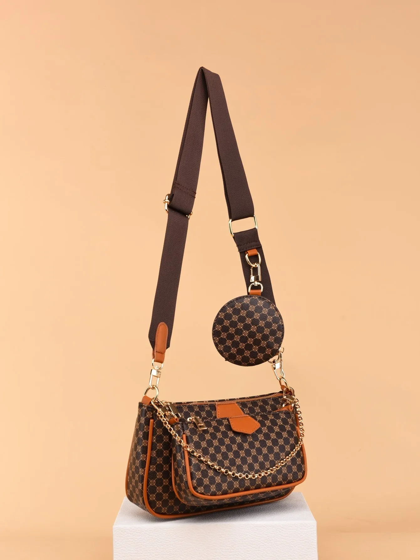 3pcs Geometric Print Shoulder Bag Set