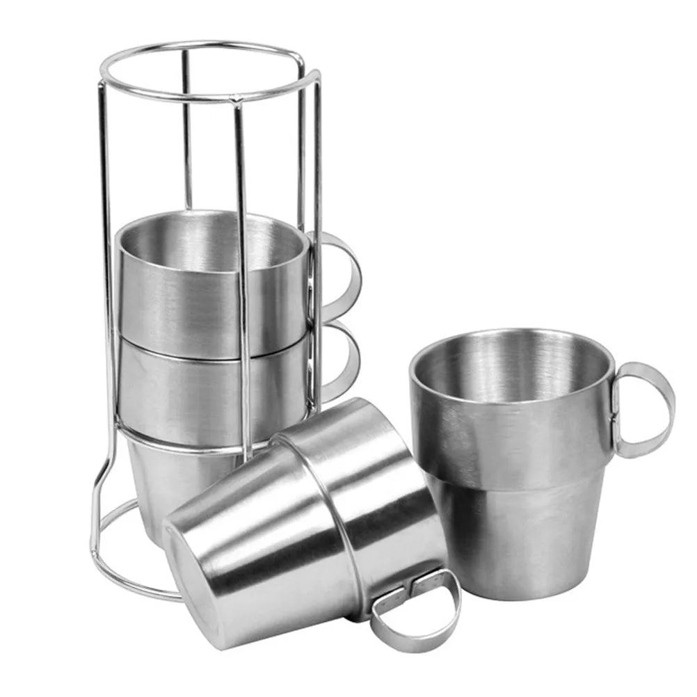 4 PCS Stainless Steel Double Layer Coffee Mugs