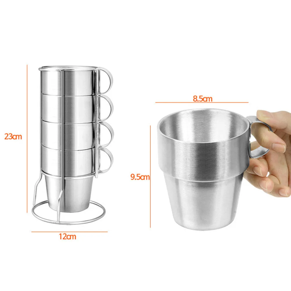 4 PCS Stainless Steel Double Layer Coffee Mugs