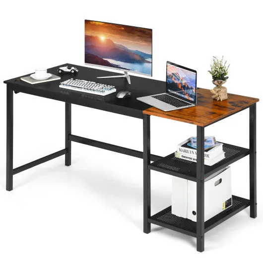 59 Inch Home Office Computer Desk with Removable Storage Shelves-Black