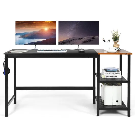 59 Inch Home Office Computer Desk with Removable Storage Shelves-Black