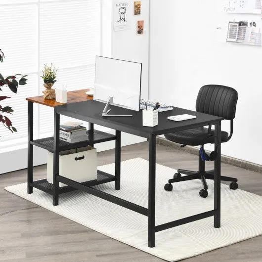 59 Inch Home Office Computer Desk with Removable Storage Shelves-Black