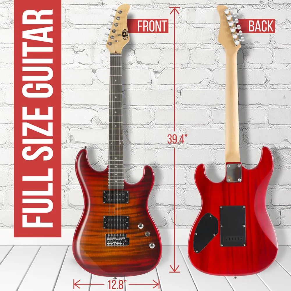 6-String Electric Guitar Kit- Includes Amplifier With Accessory Kit (Red)