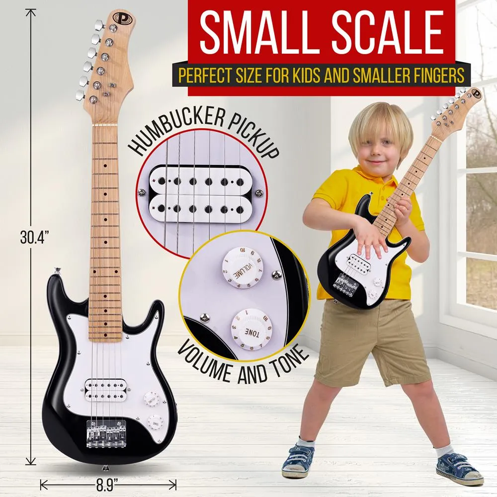 6-String Kids Electric Guitar Kit- Includes Amplifier With Accessory Kit (Black)