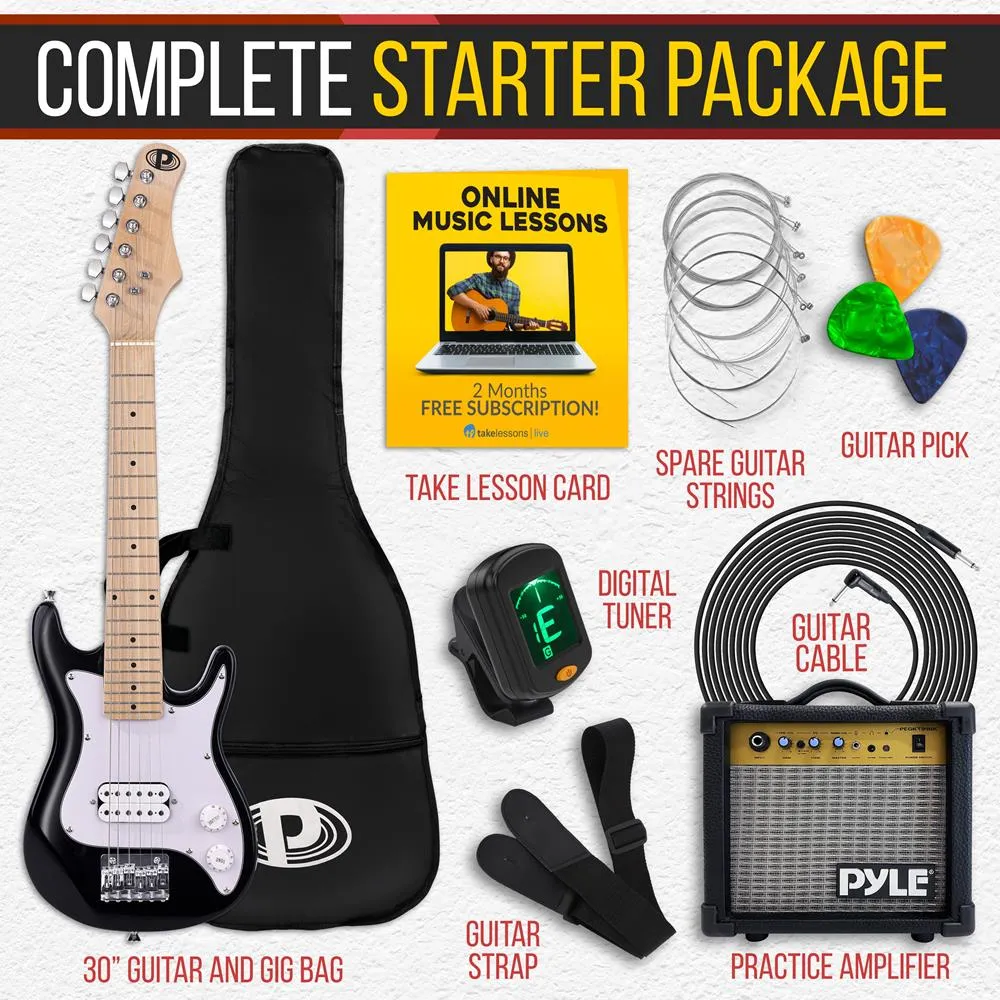 6-String Kids Electric Guitar Kit- Includes Amplifier With Accessory Kit (Black)