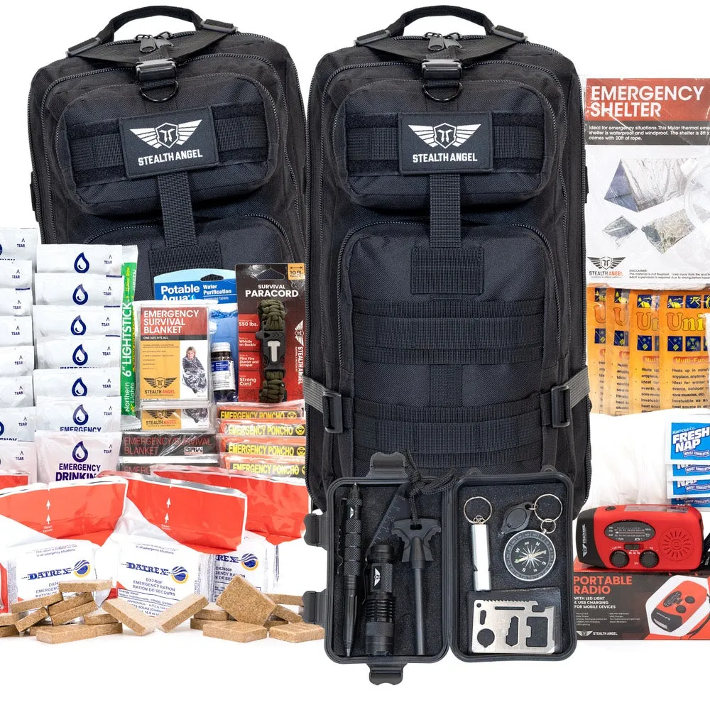 72 Hour Emergency Preparedness Kits | 1-5 Person Survival Bag System | Stealth Angel Survival