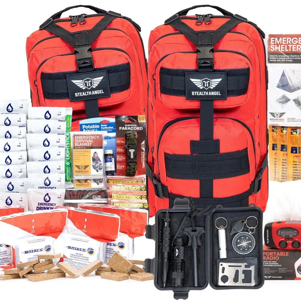 72 Hour Emergency Preparedness Kits | 1-5 Person Survival Bag System | Stealth Angel Survival