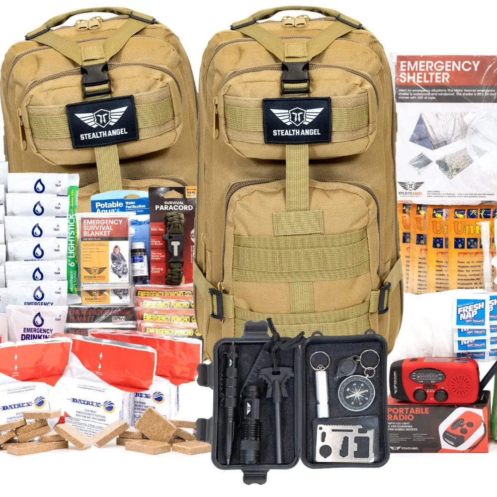 72 Hour Emergency Preparedness Kits | 1-5 Person Survival Bag System | Stealth Angel Survival