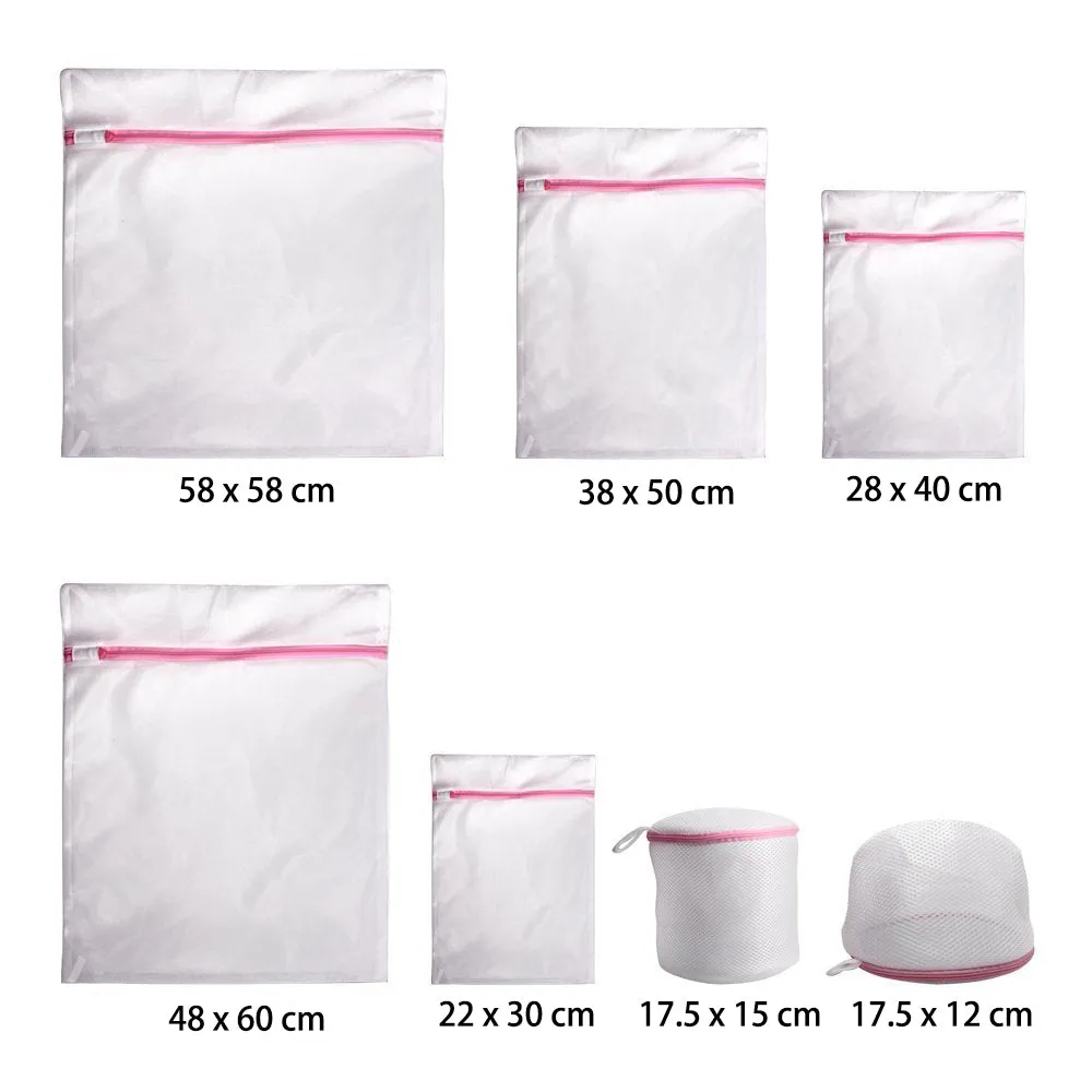 7Pcs Mesh Laundry Bags with Premium-Pink