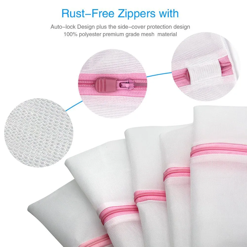 7Pcs Mesh Laundry Bags with Premium-Pink