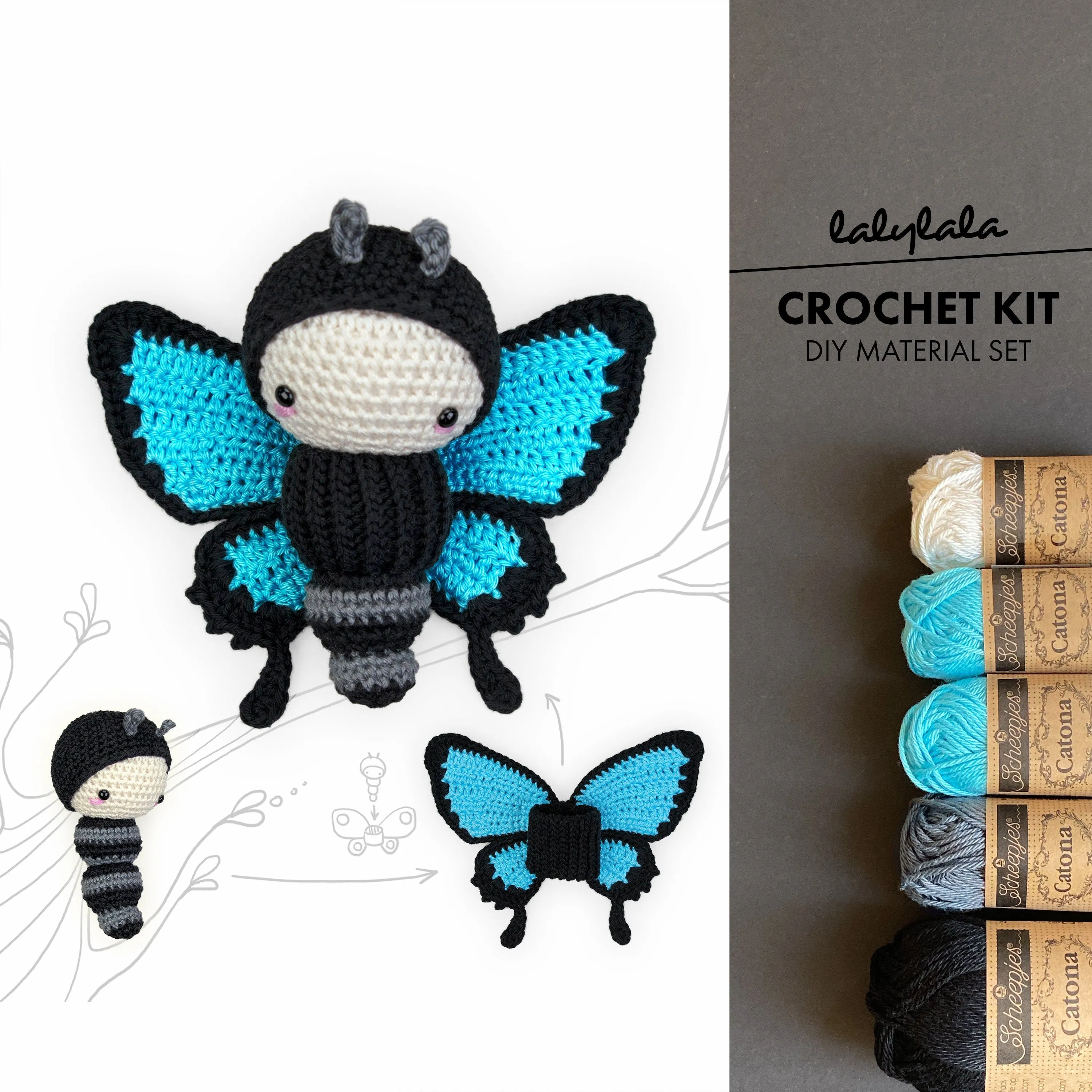 Amigurumi Crochet Kit . Ulysses Butterfly