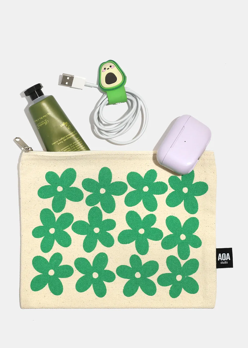 AOA Canvas Bag - Green Flowers