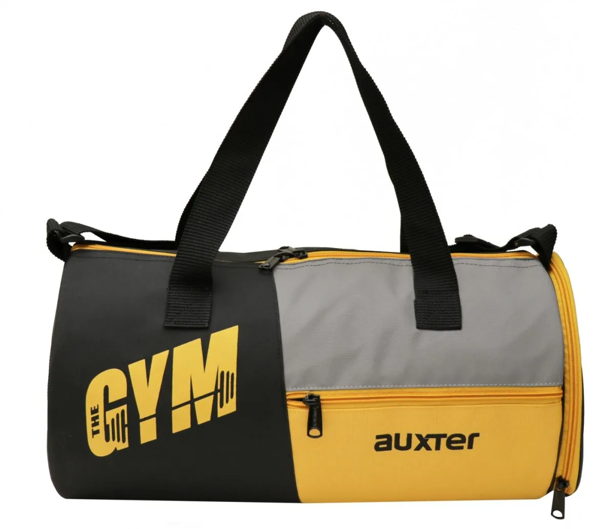 Auxter Premium Black / Yellow Sports Duffel Gym Bag with Shoe Compartment