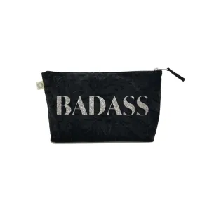 BADASS Clutch Bag- Silver Glitter on Black Crushed Velvet