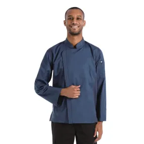 BB084-S Chef Works Hartford Lightweight Zipper Unisex Chef Jacket Blue S