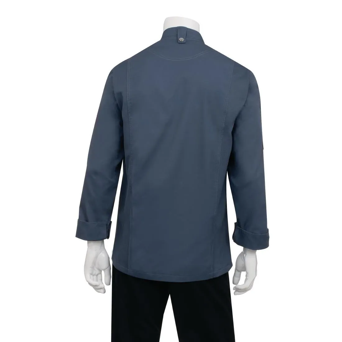 BB084-XXL Chef Works Hartford Lightweight Zipper Unisex Chef Jacket Blue XXL