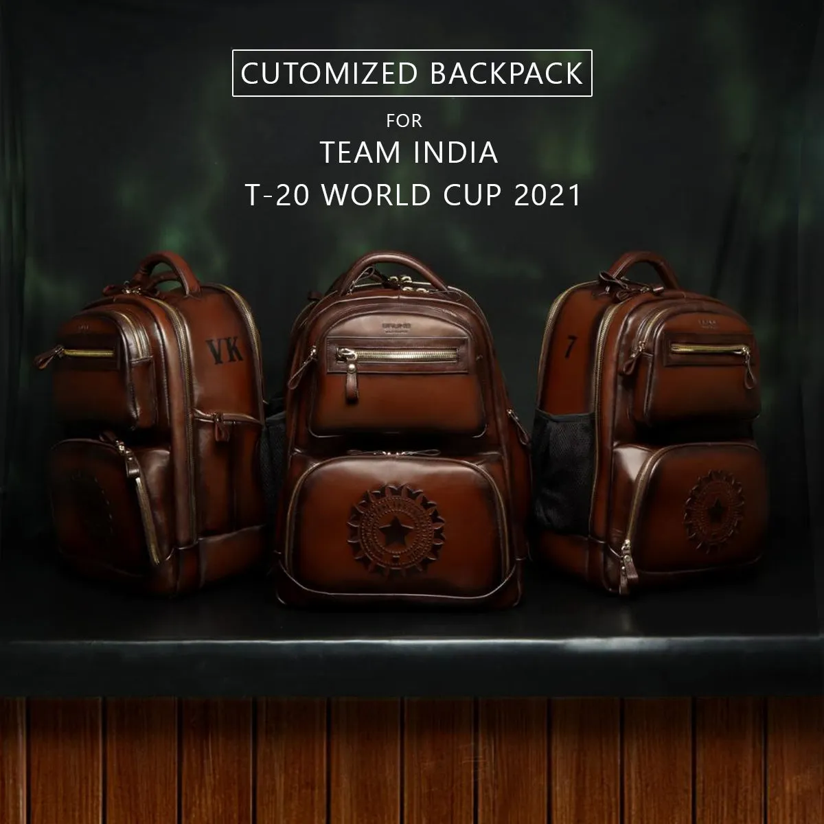 BCCI in 2021 (T-20) World Cup Corporate Gifting Bulk Order  Dark Brown Embossed Initial Backpack and Duffle Bag (Reference Price for 1 Unit)