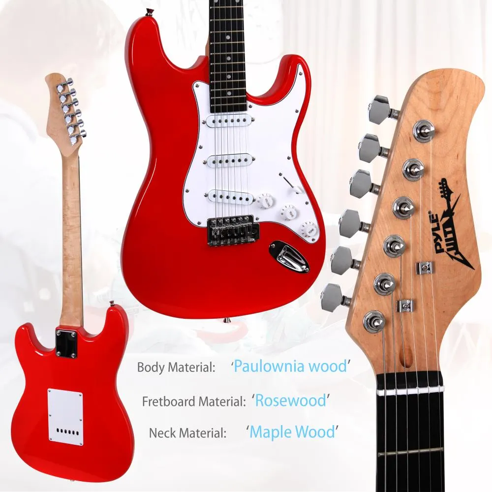 Beginners Electric Guitar Kit, Includes Amplifier & Accessories (Red)