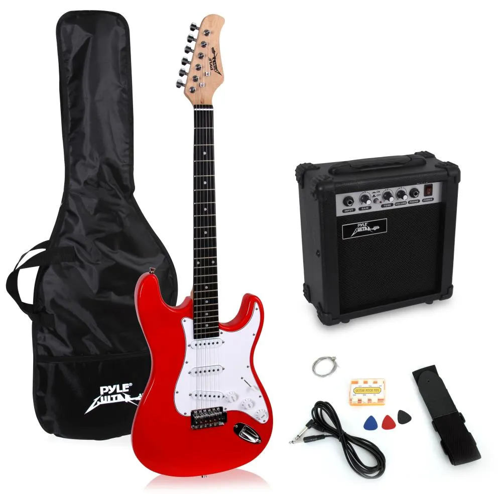 Beginners Electric Guitar Kit, Includes Amplifier & Accessories (Red)