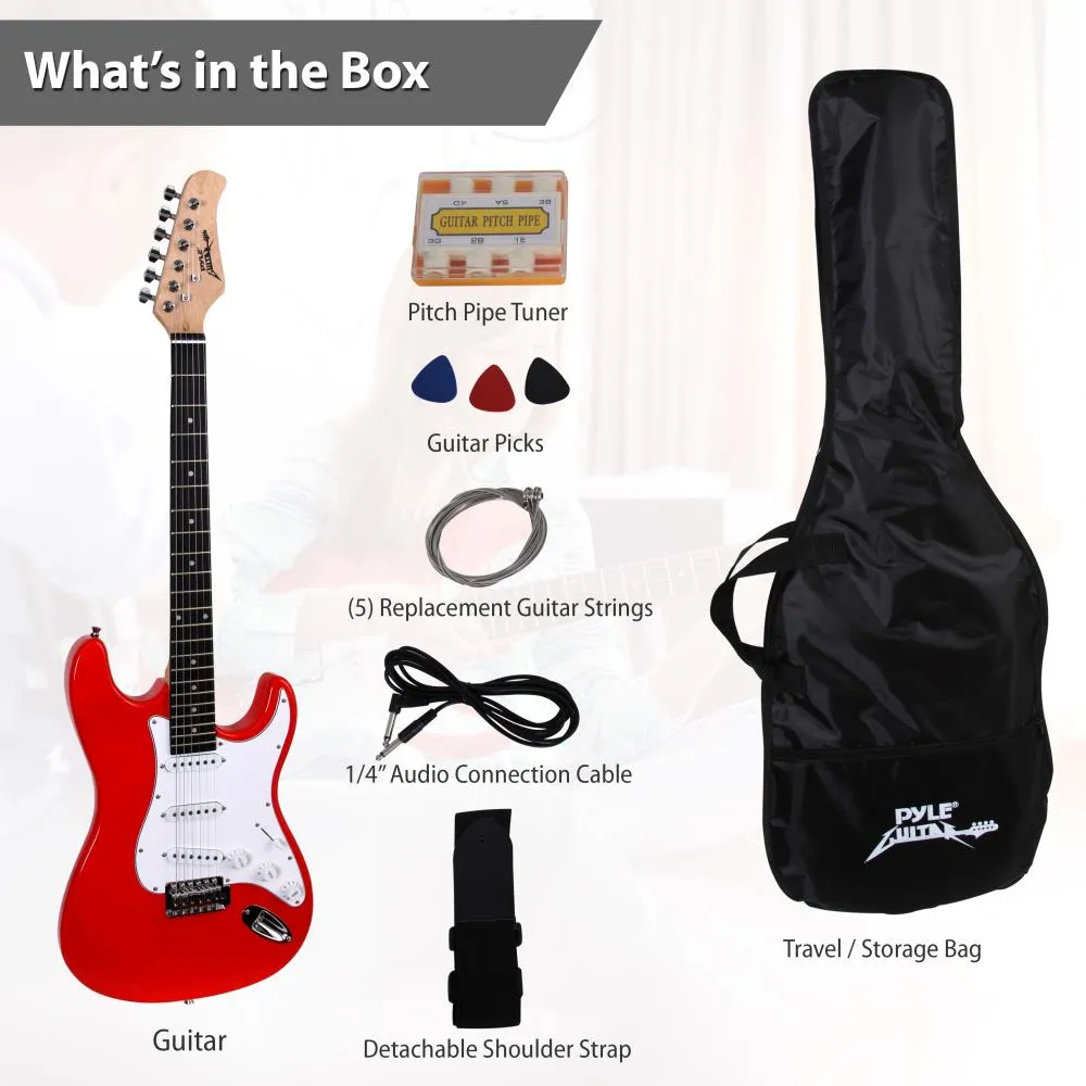 Beginners Electric Guitar Kit, Includes Amplifier & Accessories (Red)