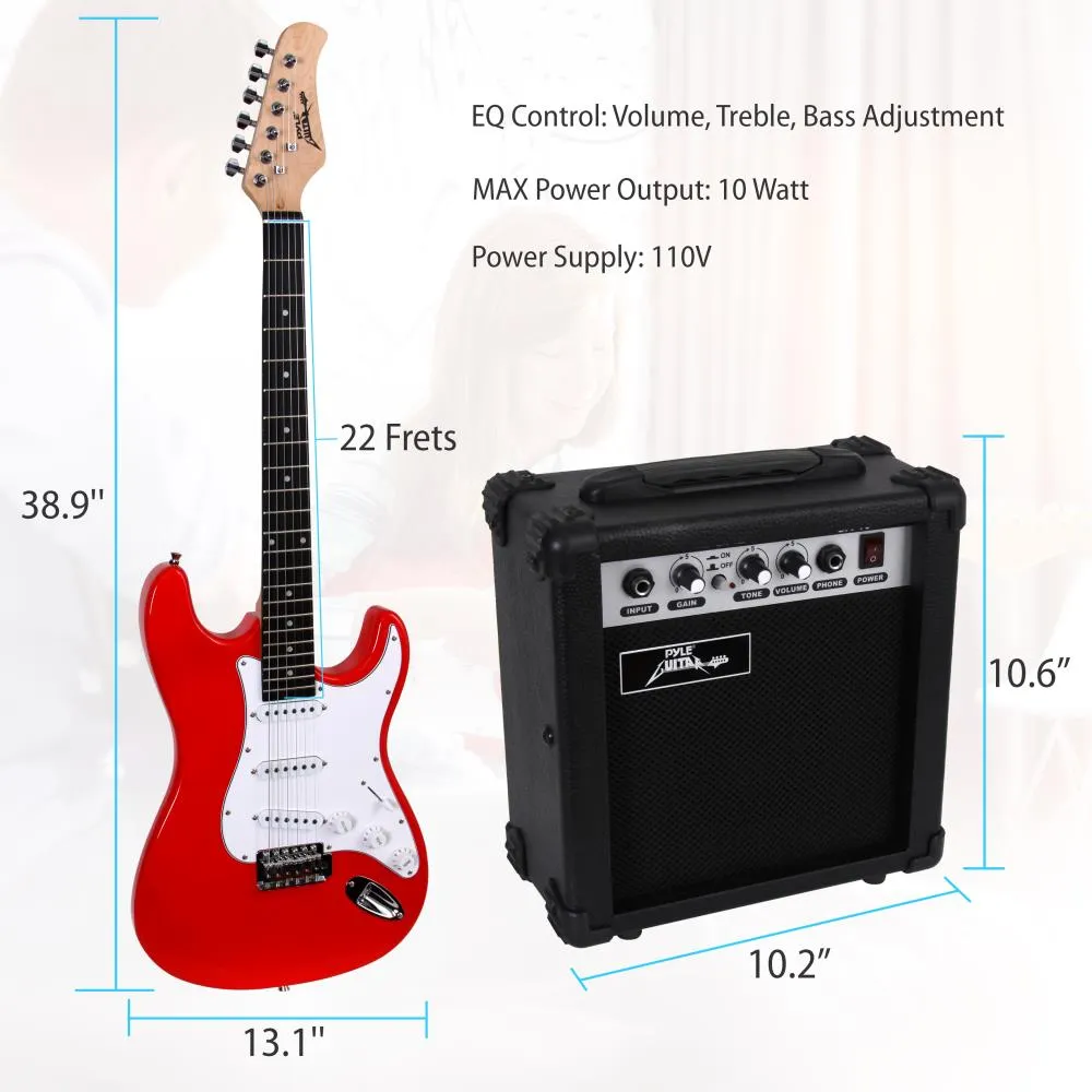 Beginners Electric Guitar Kit, Includes Amplifier & Accessories (Red)