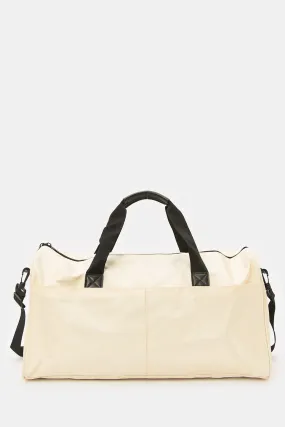 Beige Plain Duffle Bag