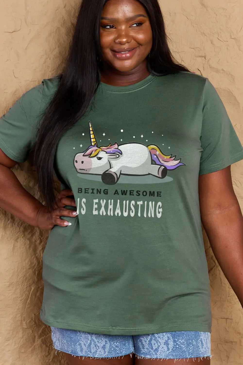 BEING AWESOME IS EXHAUSTING Graphic Cotton Tee