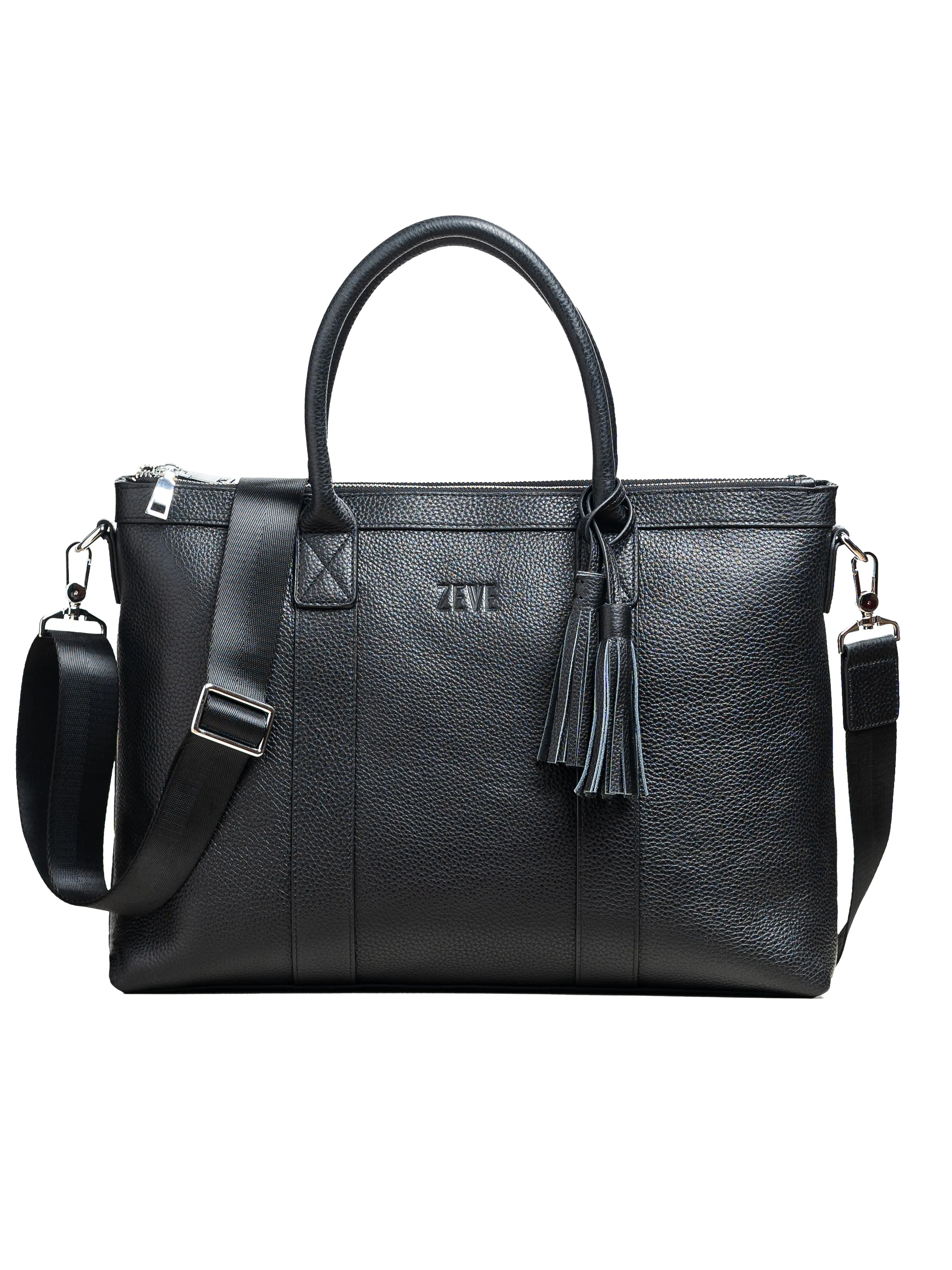 Bellagio Briefcase - Black Pebble Grain Leather