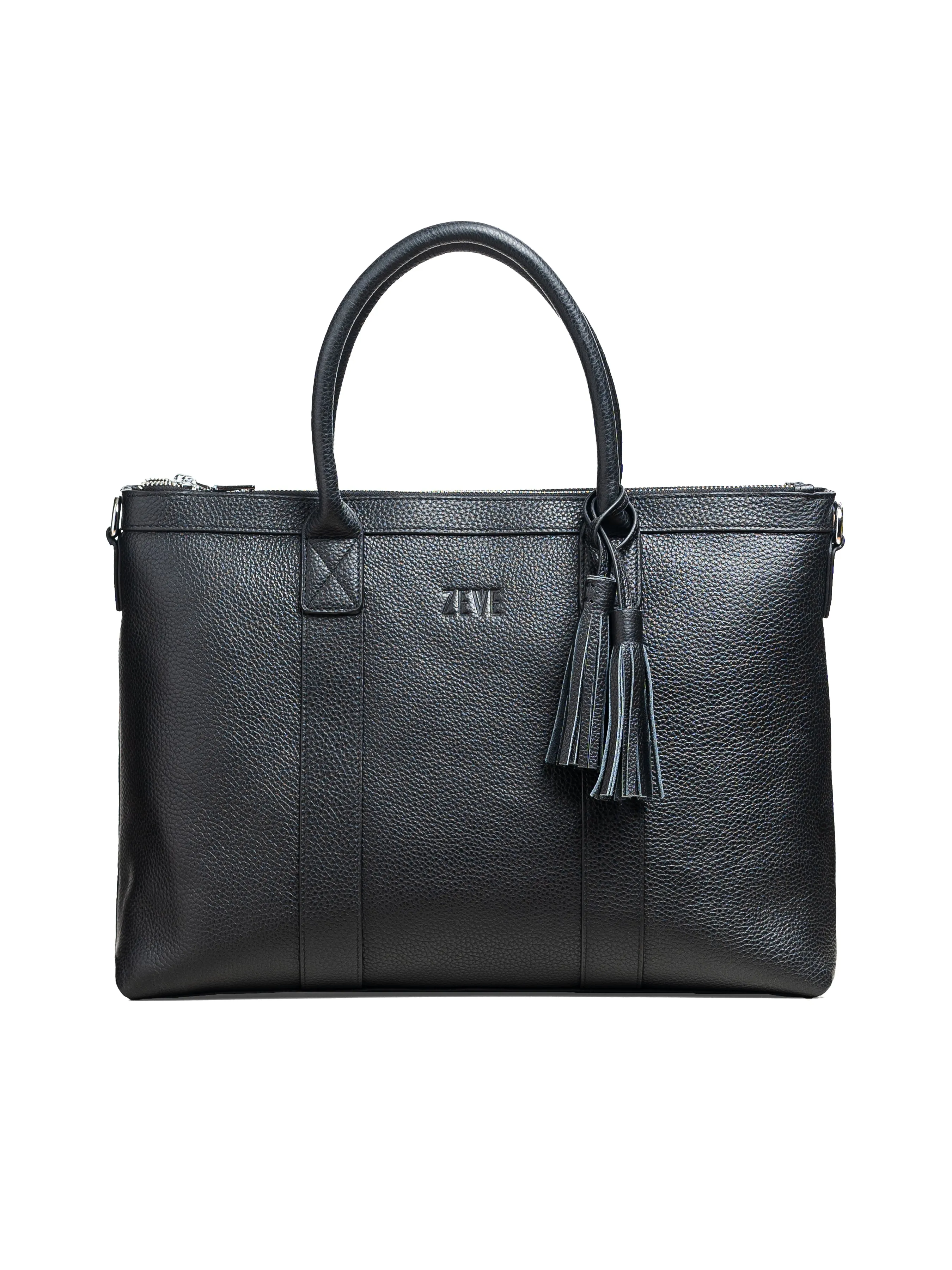 Bellagio Briefcase - Black Pebble Grain Leather