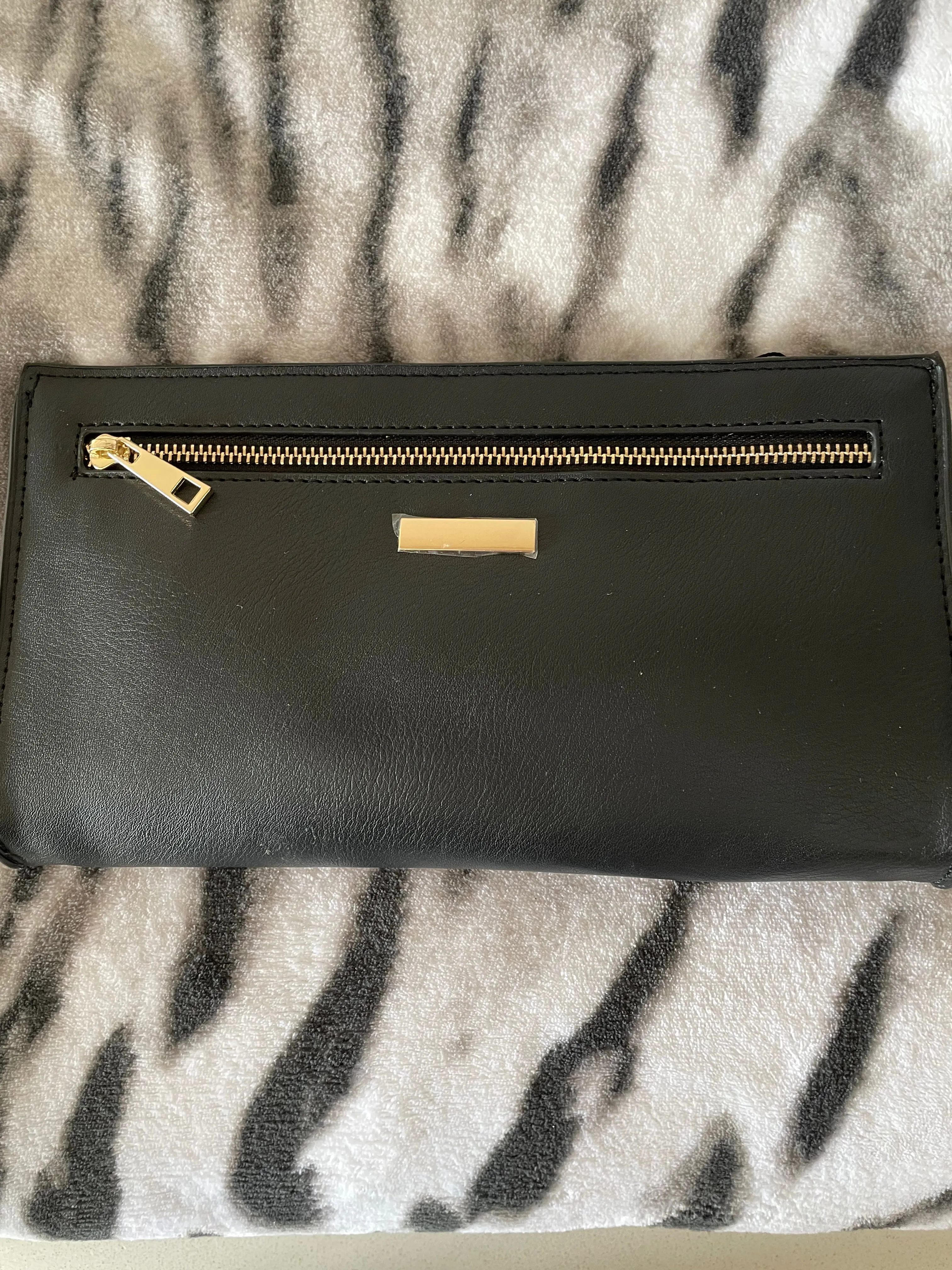 Black Double Zip Clutch Bag