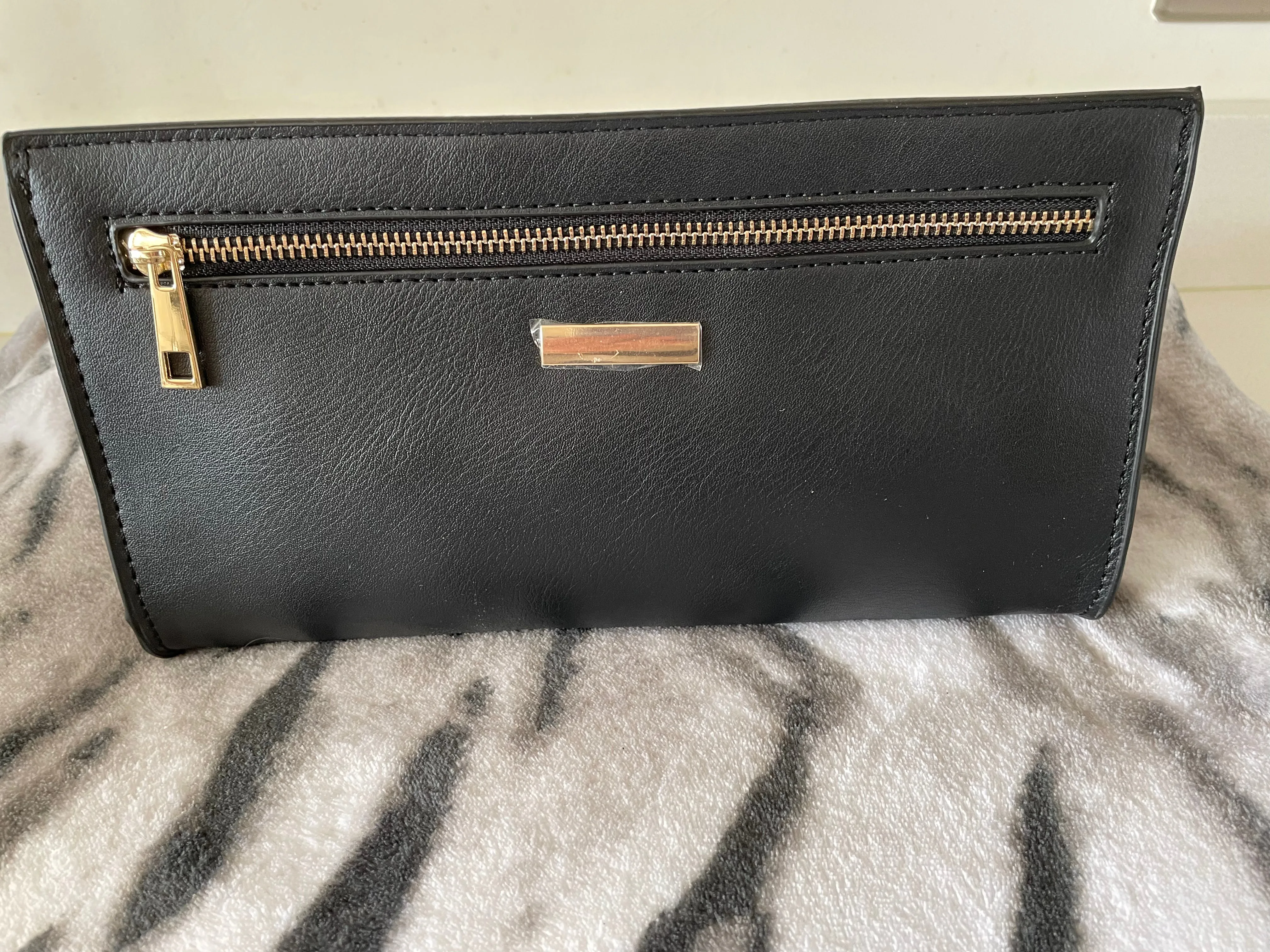 Black Double Zip Clutch Bag