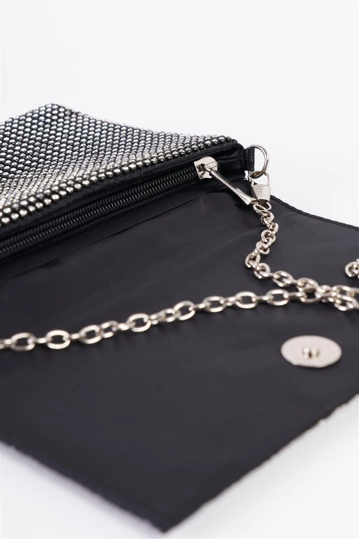 Black Rectangle Rhinestone Chain Crossbody Strap Clutch Bag /3 Bags