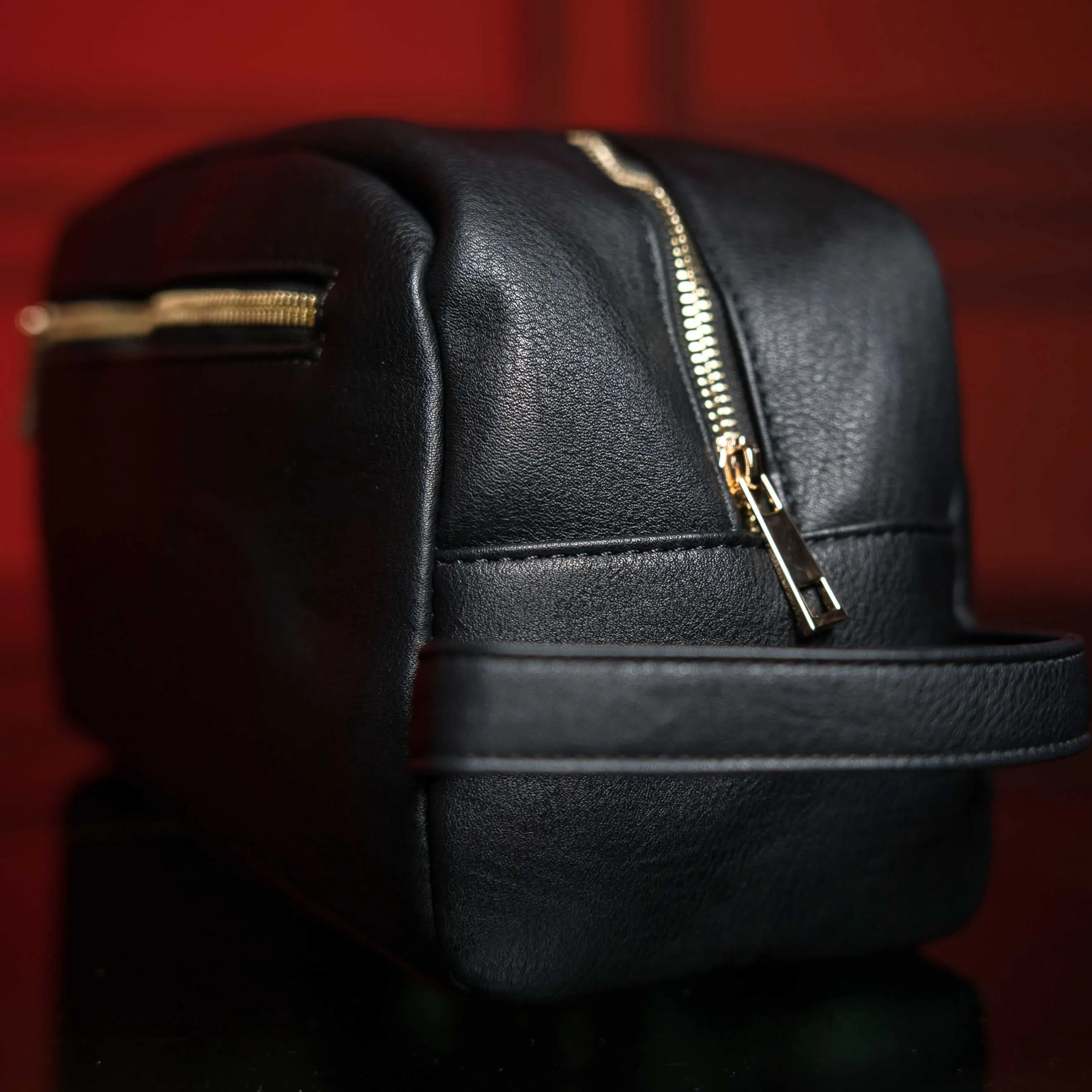 Black Tumbled Leather Toiletry Bag