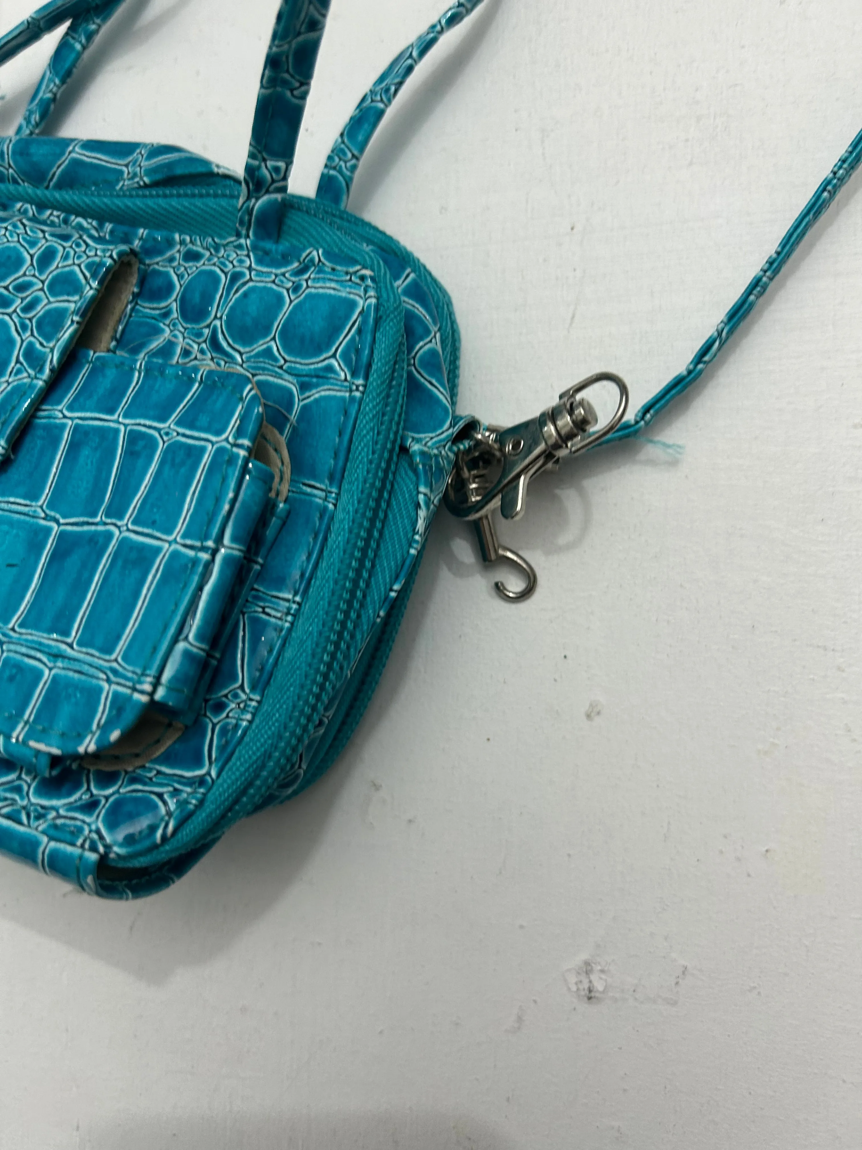 Blue croco  y2k mini wallet bag