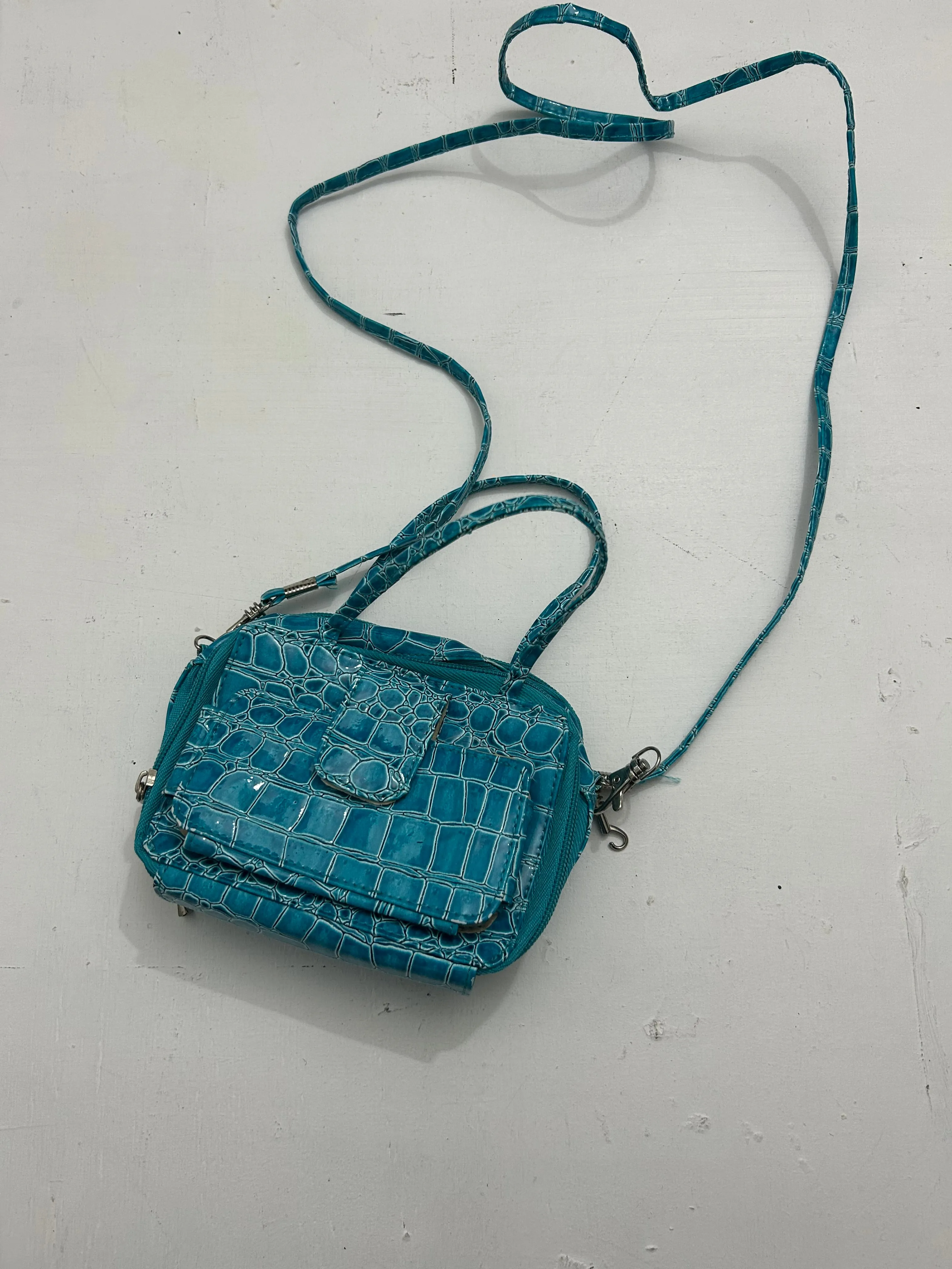 Blue croco  y2k mini wallet bag