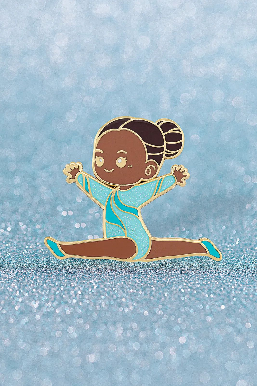 Blue Glitter Gymnast Split Leap Pin