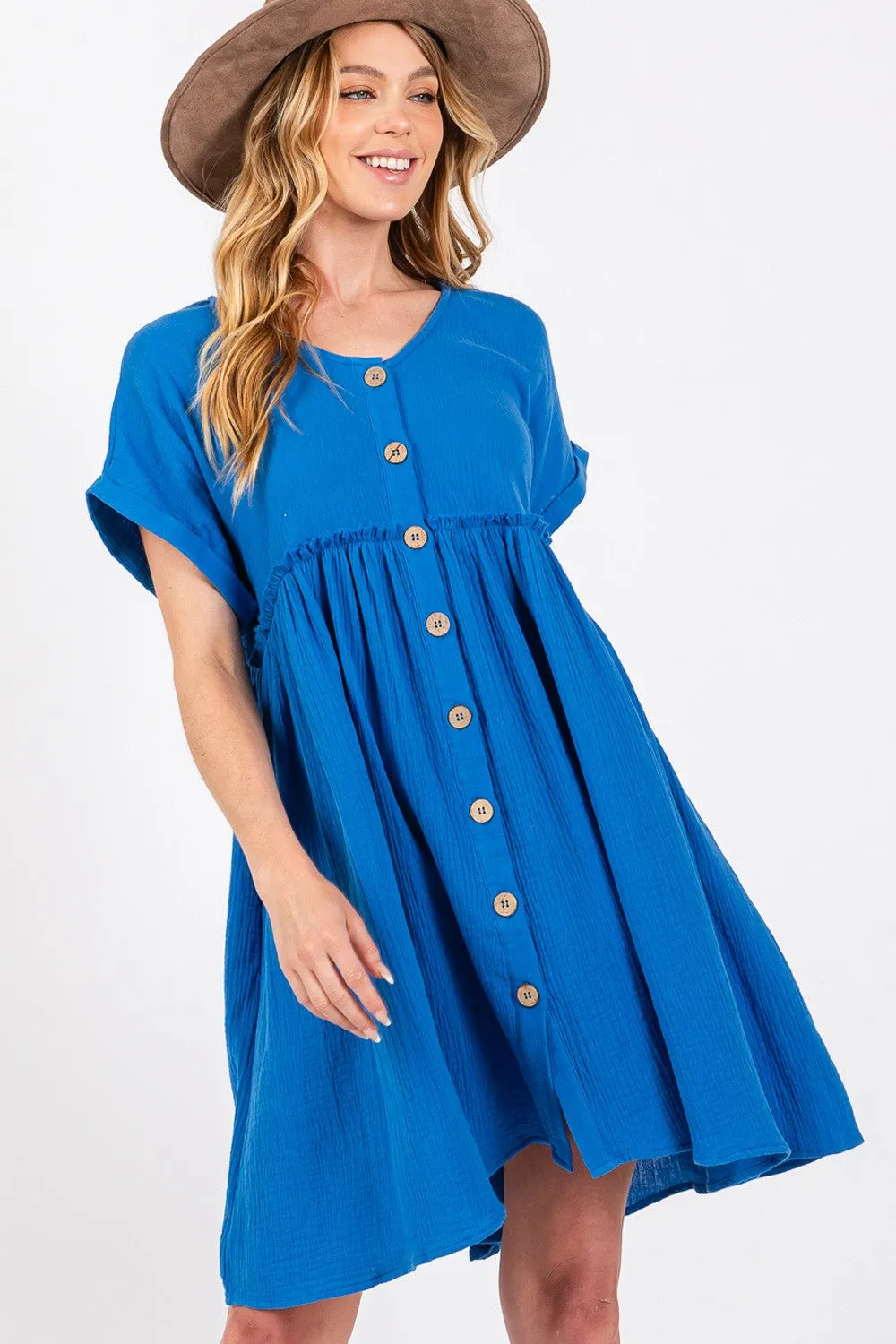 Button Up Short Sleeve Dress