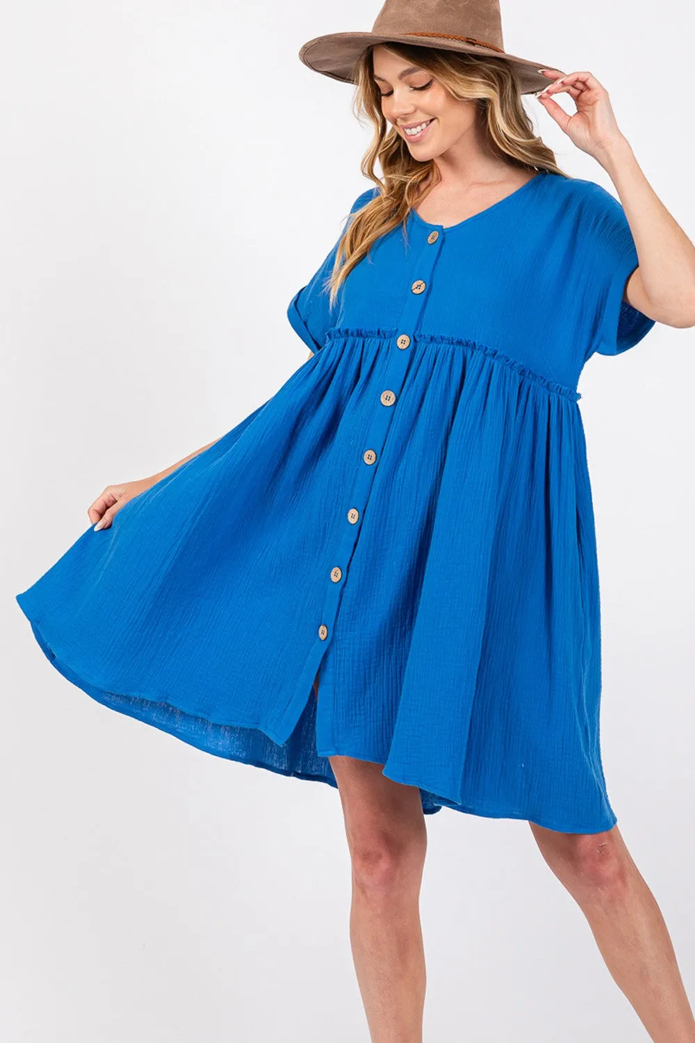 Button Up Short Sleeve Dress