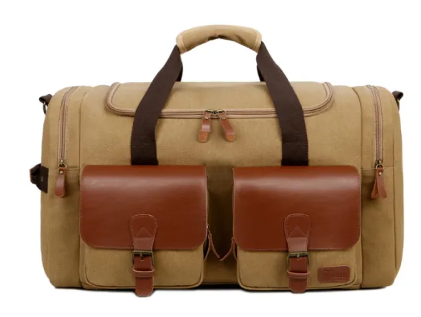 Canvas and Leather Duffle Bag