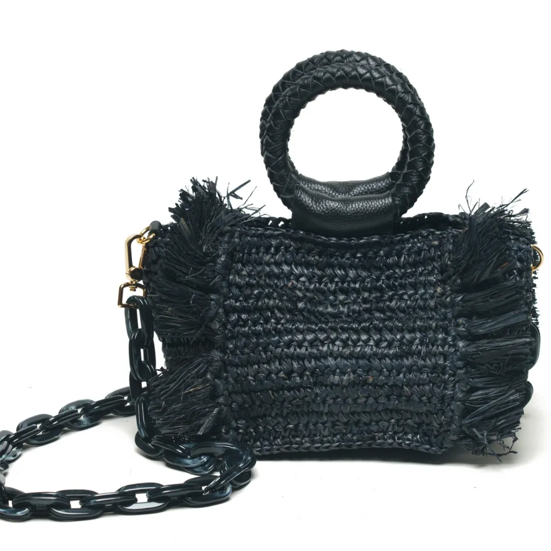 Capri Straw Bag - Black